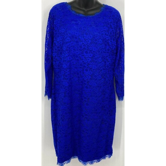 Acevog Women Size XXL Shift Bodycon Dress Blue Lace Women Cocktail 3/4 New B30E - Picture 1 of 9